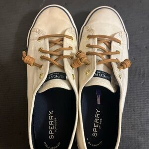 Sperry Top-Sider Cream Sneakers with Tan Laces